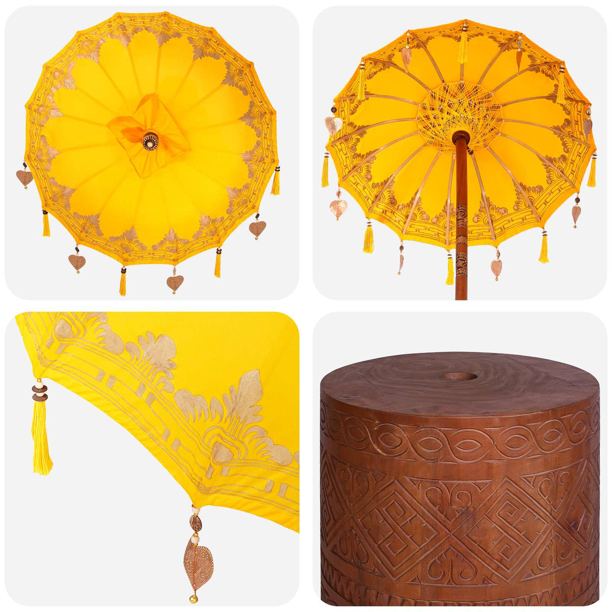 vidaXL Balinese Parasol with Base 2 pcs Yellow