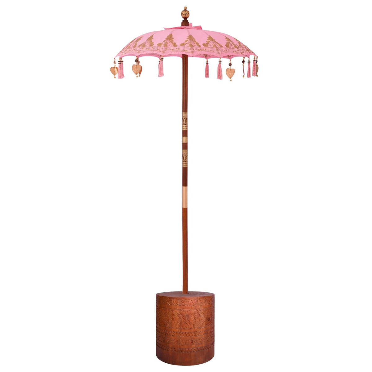 vidaXL Balinese Parasol with Base 2 pcs Pink