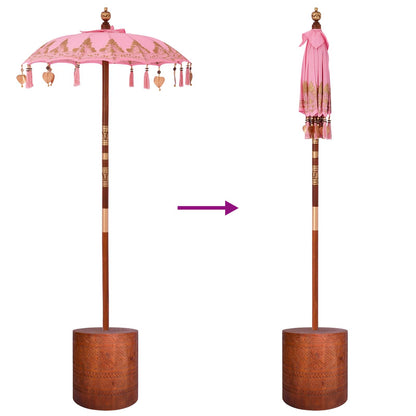 vidaXL Balinese Parasol with Base 2 pcs Pink