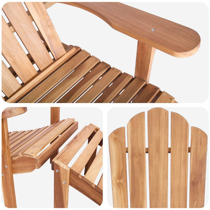 vidaXL Garden Adirondack Chair with Footrest Natural Solid Teak Wood