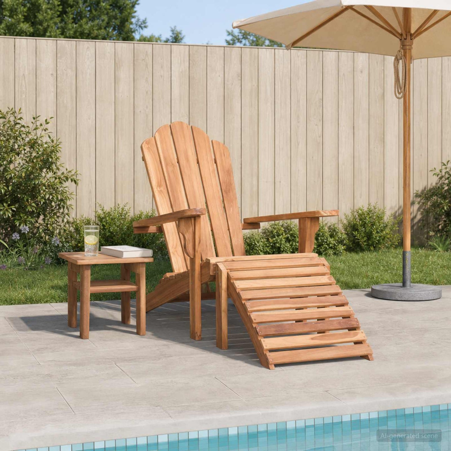 vidaXL Garden Adirondack Chair with Footrest Natural Solid Teak Wood