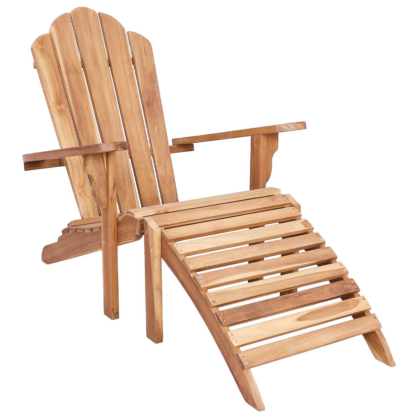 vidaXL Garden Adirondack Chair with Footrest Natural Solid Teak Wood