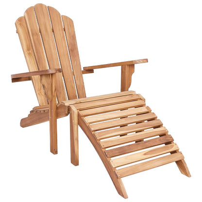 vidaXL Garden Adirondack Chair with Footrest Natural Solid Teak Wood