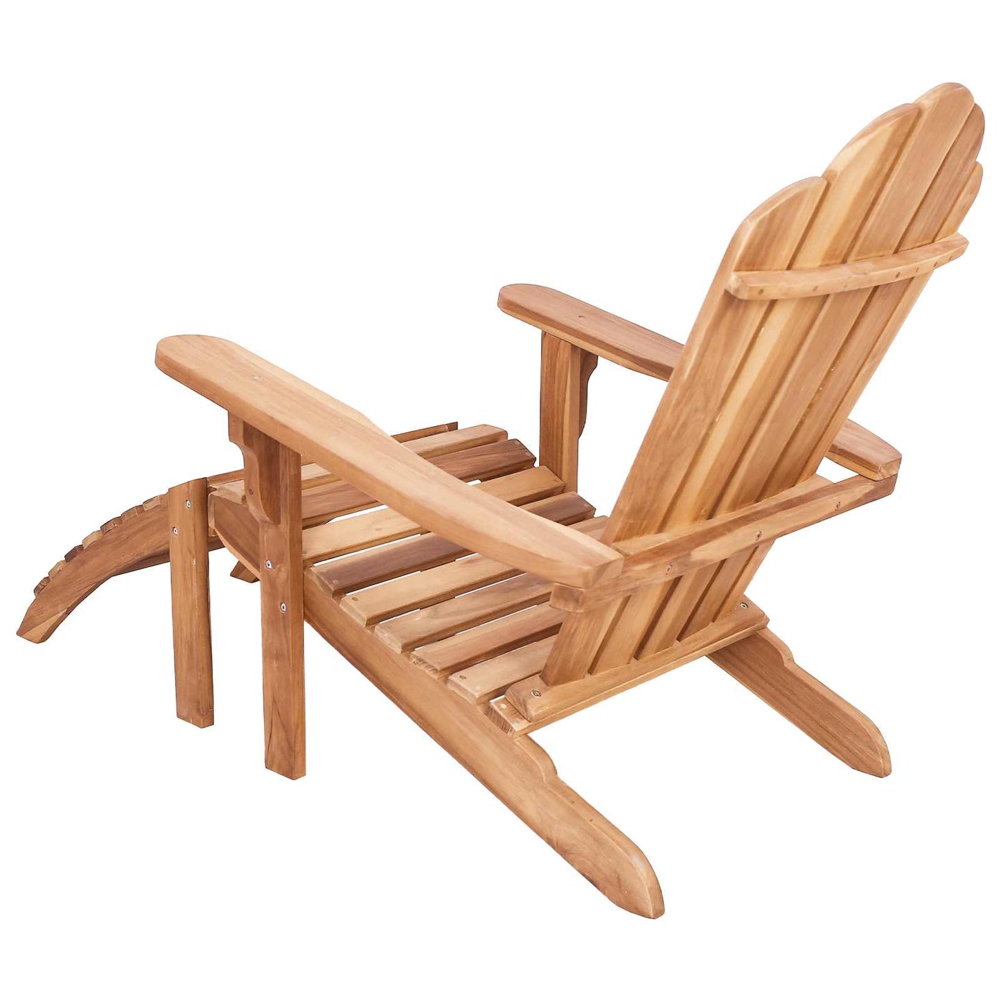 vidaXL Garden Adirondack Chair with Footrest Natural Solid Teak Wood