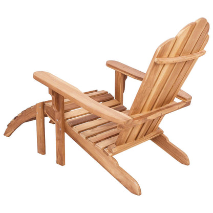 vidaXL Garden Adirondack Chair with Footrest Natural Solid Teak Wood