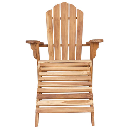 vidaXL Garden Adirondack Chair with Footrest Natural Solid Teak Wood