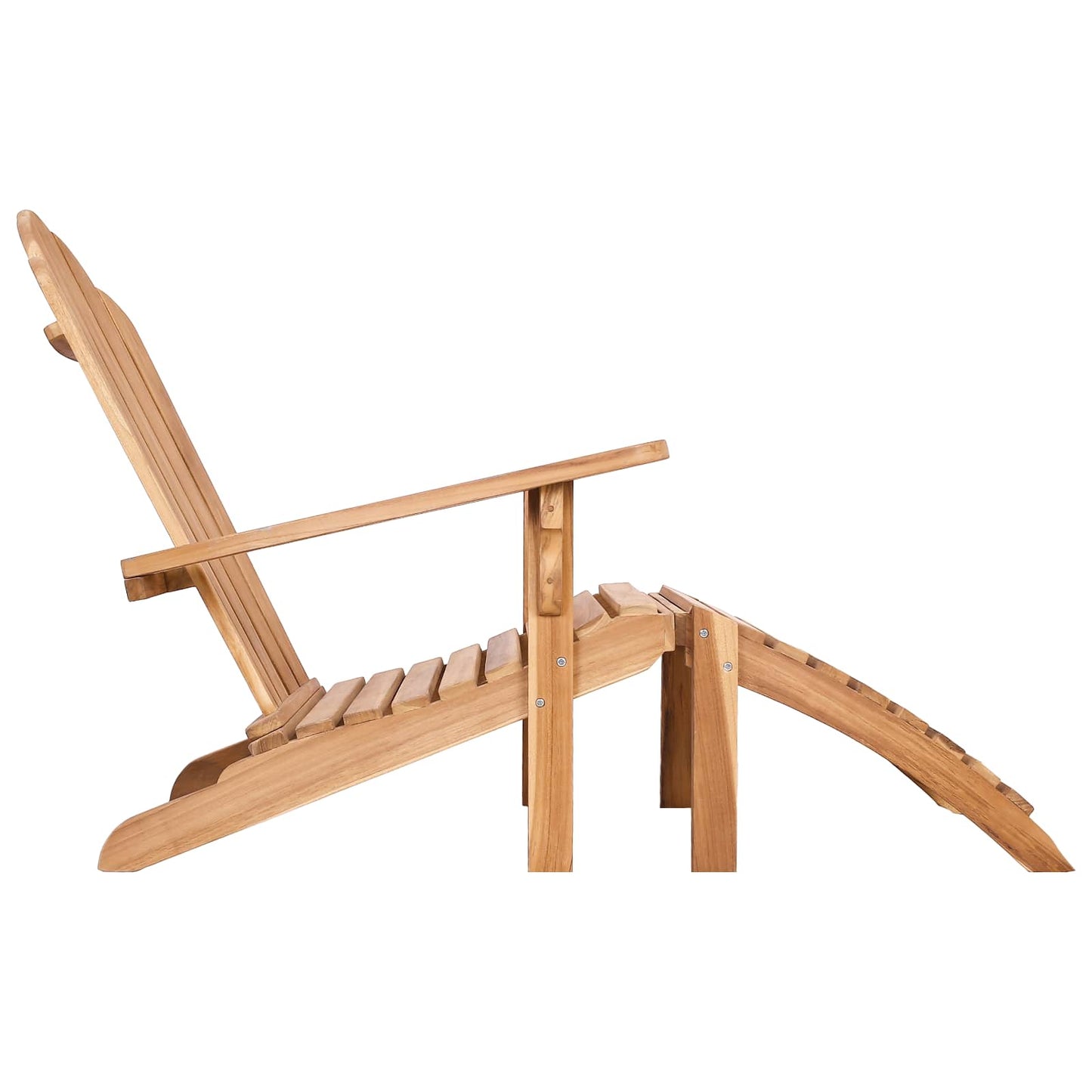 vidaXL Garden Adirondack Chair with Footrest Natural Solid Teak Wood