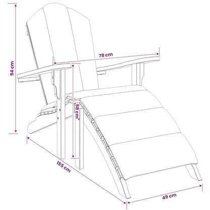 vidaXL Garden Adirondack Chair with Footrest Natural Solid Teak Wood