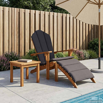 vidaXL Garden Adirondack Chair with Footrest Natural Solid Teak Wood
