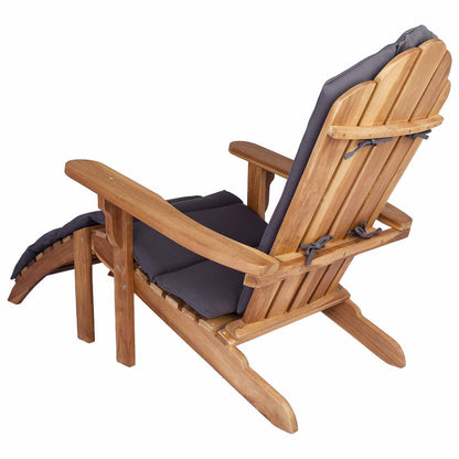 vidaXL Garden Adirondack Chair with Footrest Natural Solid Teak Wood