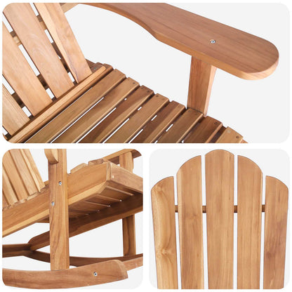 vidaXL Garden Adirondack Rocking Chair Natural Solid Teak wood