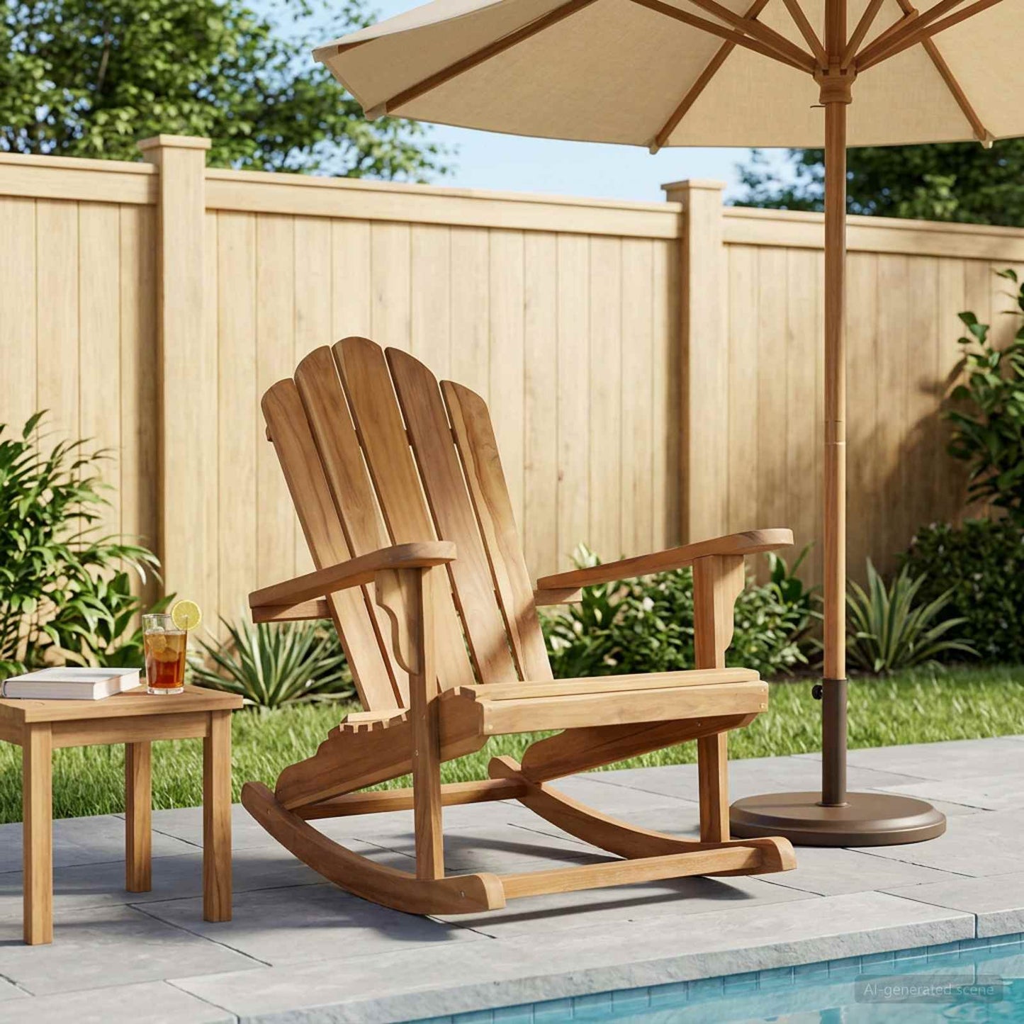 vidaXL Garden Adirondack Rocking Chair Natural Solid Teak wood