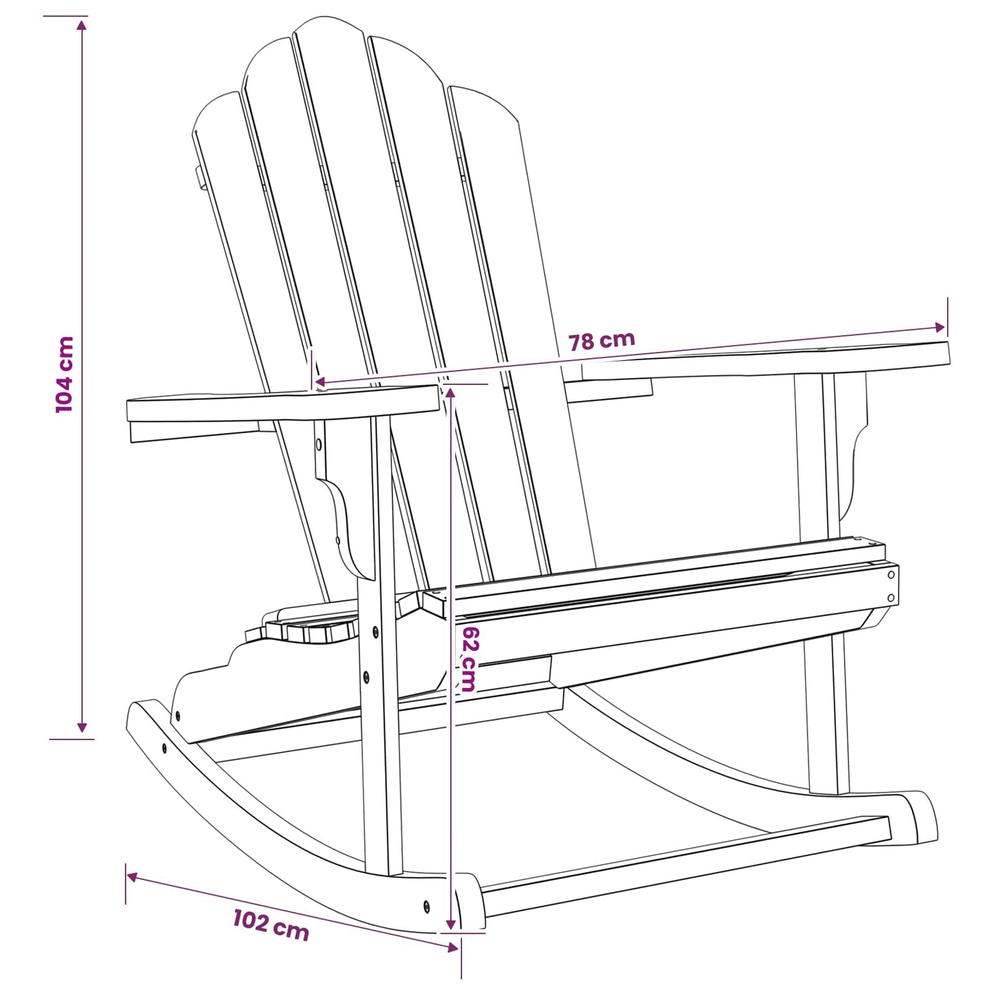 vidaXL Garden Adirondack Rocking Chair Natural Solid Teak wood