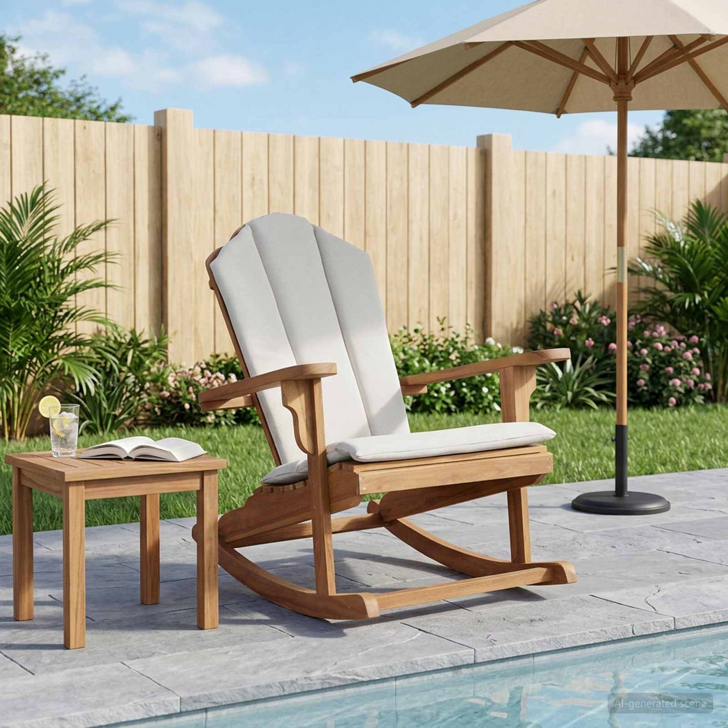 vidaXL Garden Adirondack Rocking Chair Natural Solid Teak wood