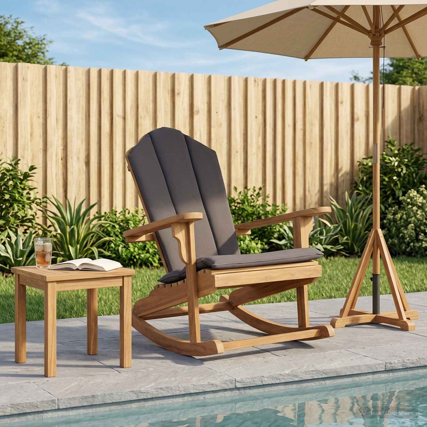 vidaXL Garden Adirondack Rocking Chair Natural Solid Teak wood