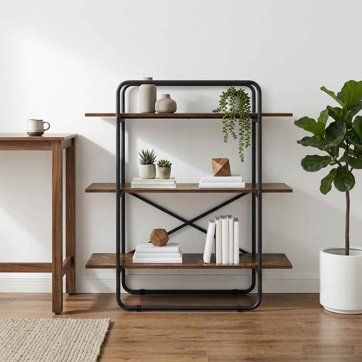 vidaXL Bookshelf 3-Tier 100 x 35 x 105 cm PB Smoked Oak