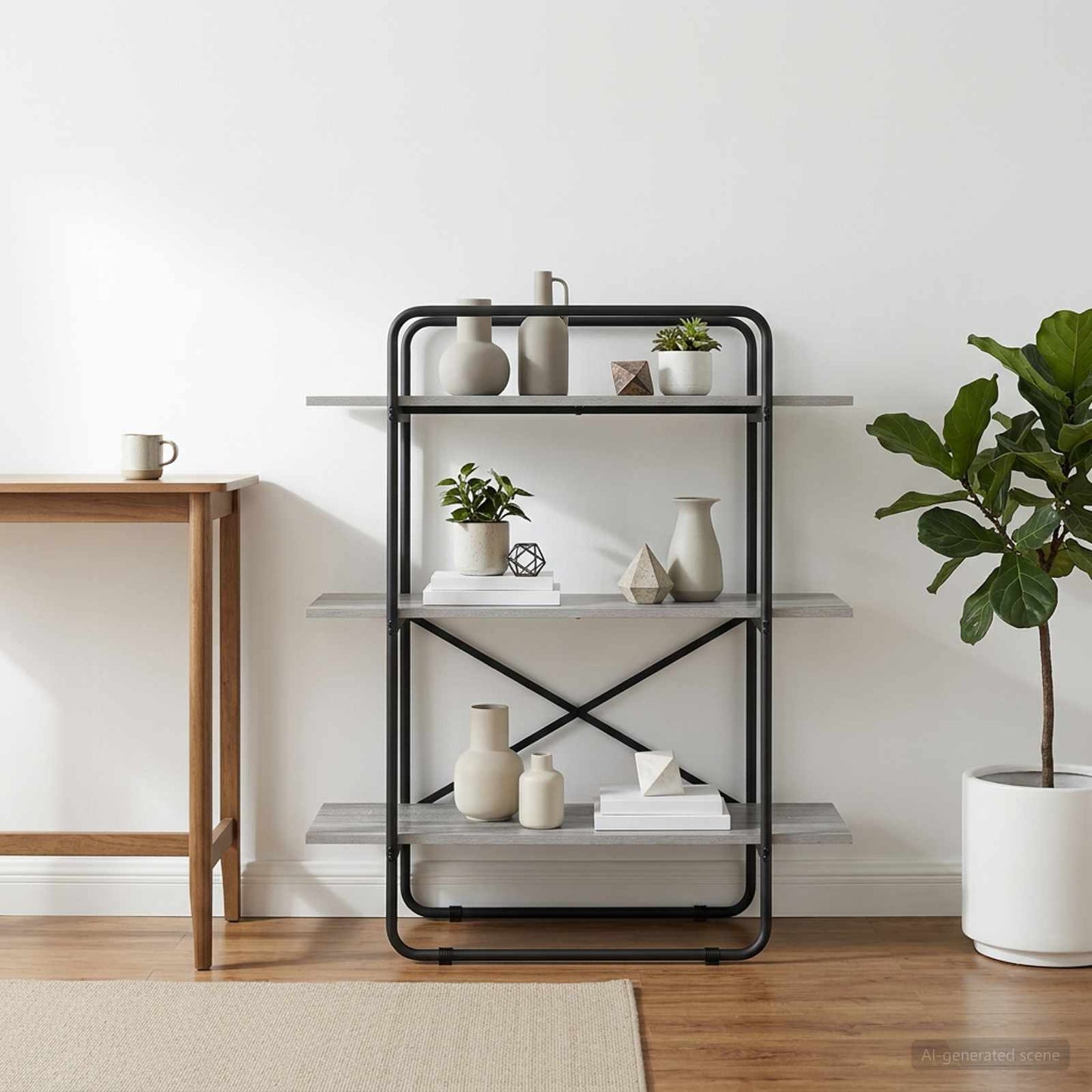 vidaXL Bookshelf 3-Tier 100 x 35 x 105 cm PB Grey Sonoma