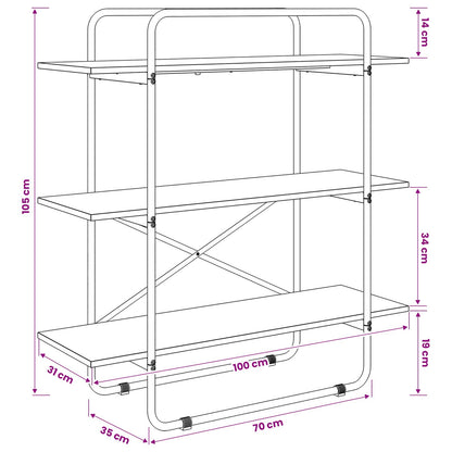 vidaXL Bookshelf 3-Tier 100 x 35 x 105 cm PB Grey Sonoma