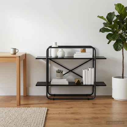 vidaXL Bookshelf 2-Tier 100 x 35 x 70 cm PB Black Oak