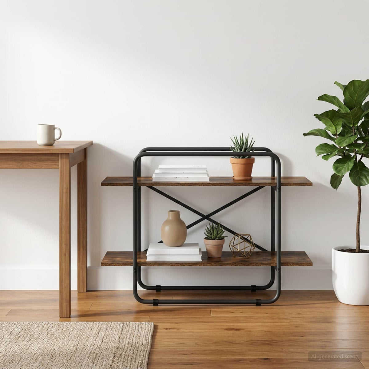 vidaXL Bookshelf 2-Tier 100 x 35 x 70 cm PB Smoked Oak