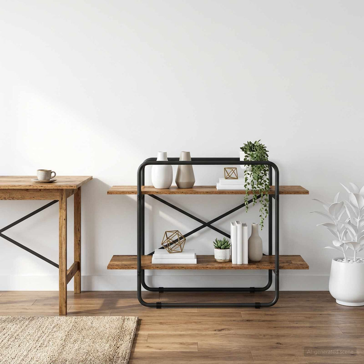 vidaXL Bookshelf 2-Tier 100 x 35 x 70 cm PB Oak Wood