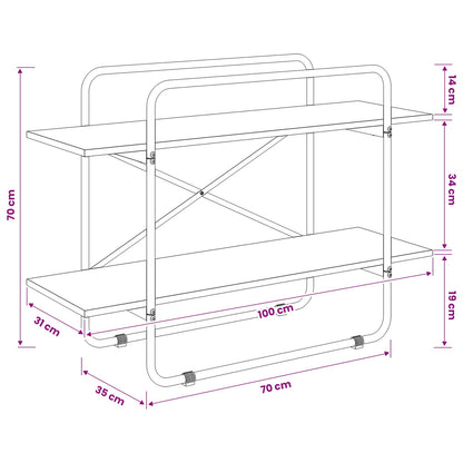 vidaXL Bookshelf 2-Tier 100 x 35 x 70 cm PB Oak Wood