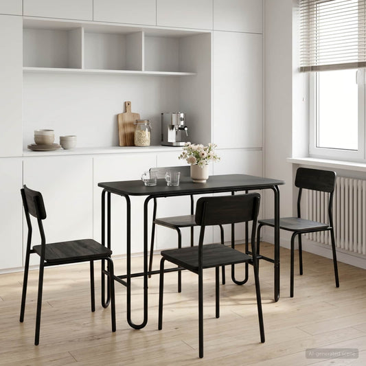 vidaXL Dining Table 100 x 50 x 75 cm Engineered Wood Black Rectangular