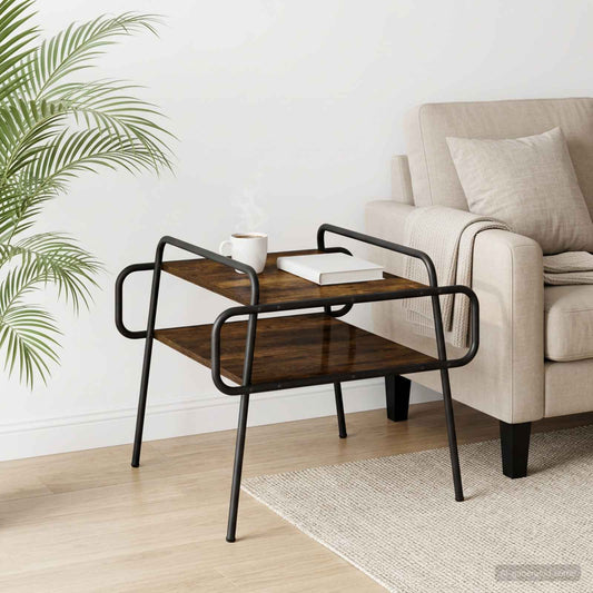 vidaXL Coffee Table Smoked Oak 50 x 50 x 51 cm Engineered Wood