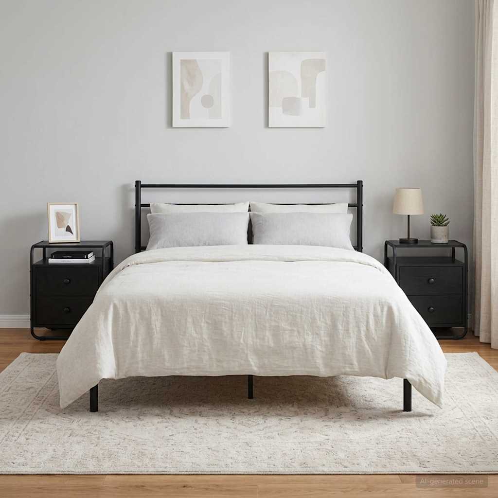 vidaXL Bedside Cabinet 2 pcs Black Oak 40 x 36.5 x 50 cm