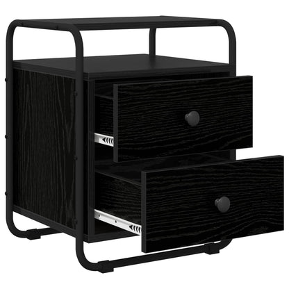 vidaXL Bedside Cabinet 2 pcs Black Oak 40 x 36.5 x 50 cm