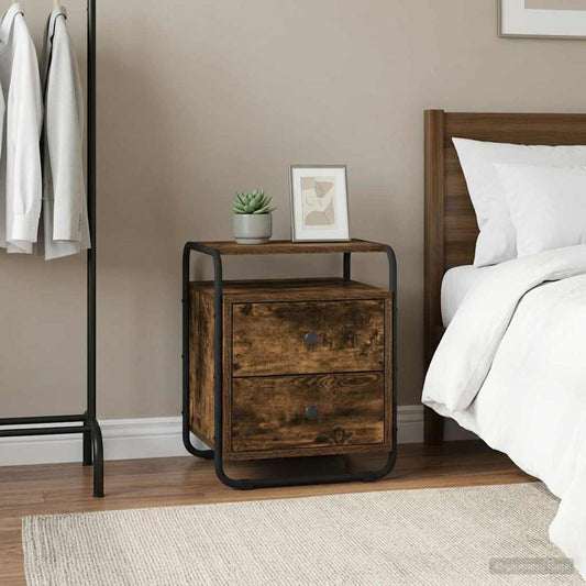 vidaXL Bedside Cabinet Smoked Oak 40 x 36.5 x 50 cm Engineered Wood
