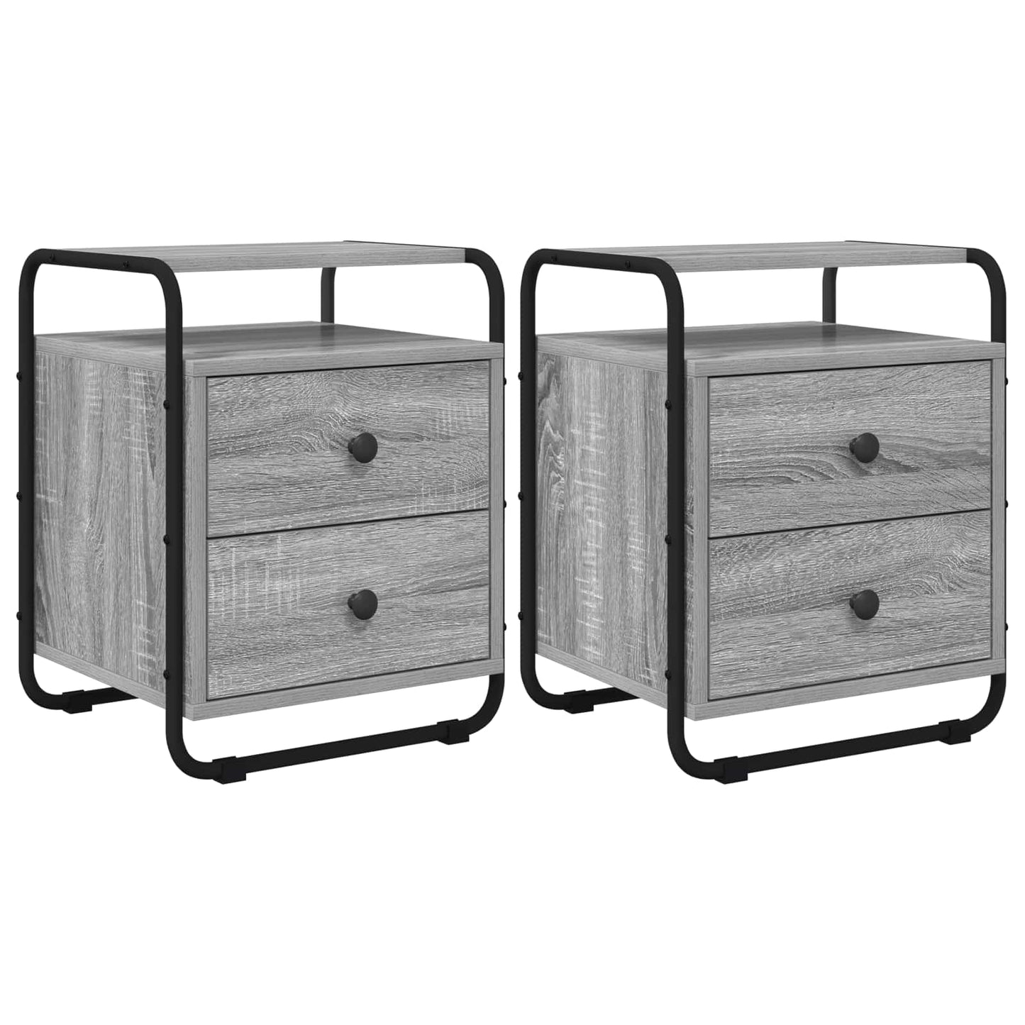 vidaXL Bedside Cabinet 2 pcs Grey Sonoma 40 x 36.5 x 50 cm