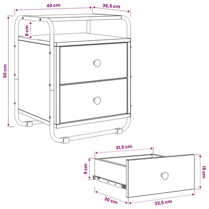 vidaXL Bedside Cabinet 2 pcs Grey Sonoma 40 x 36.5 x 50 cm