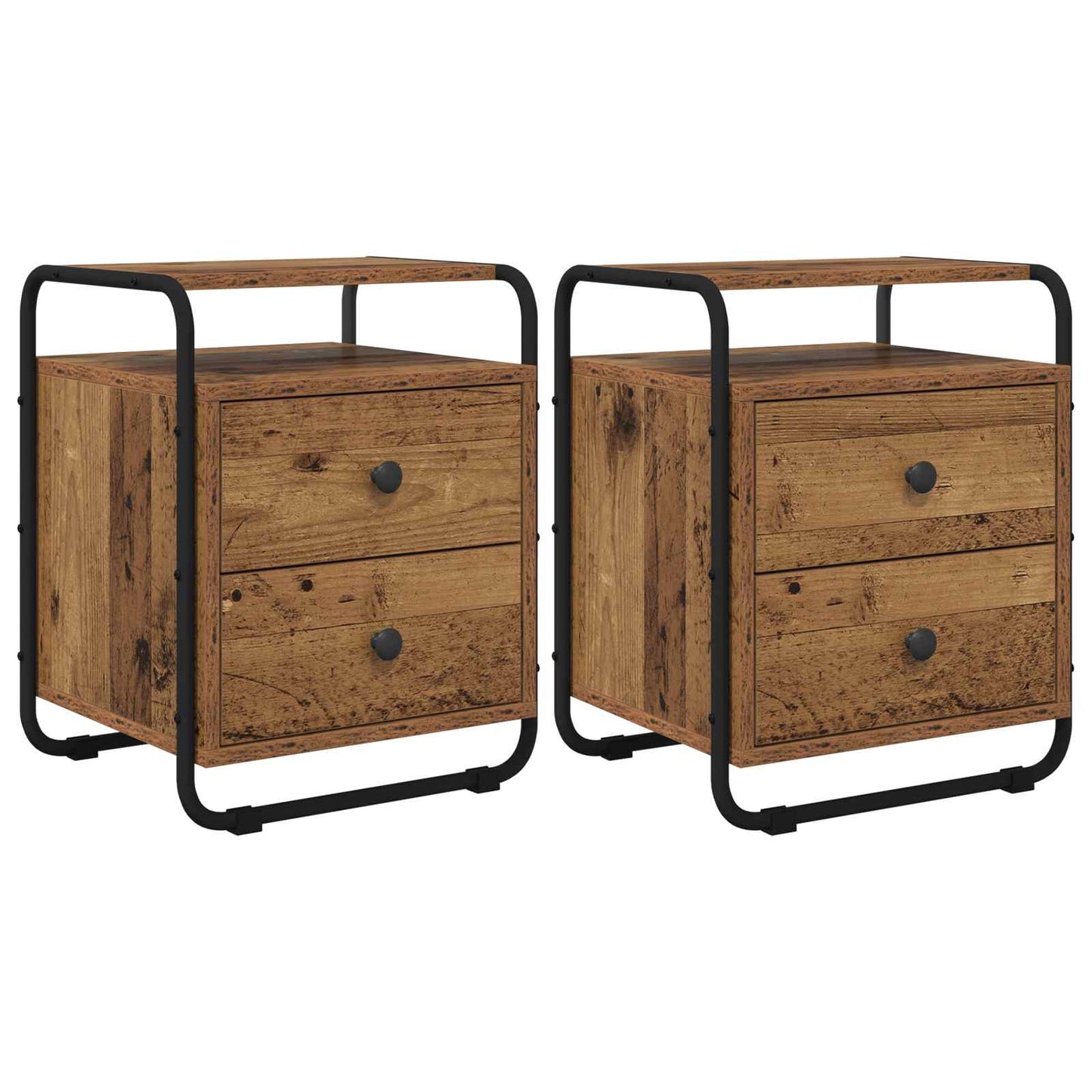 vidaXL Bedside Cabinet 2 pcs Old Wood 40 x 36.5 x 50 cm