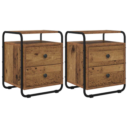 vidaXL Bedside Cabinet 2 pcs Old Wood 40 x 36.5 x 50 cm