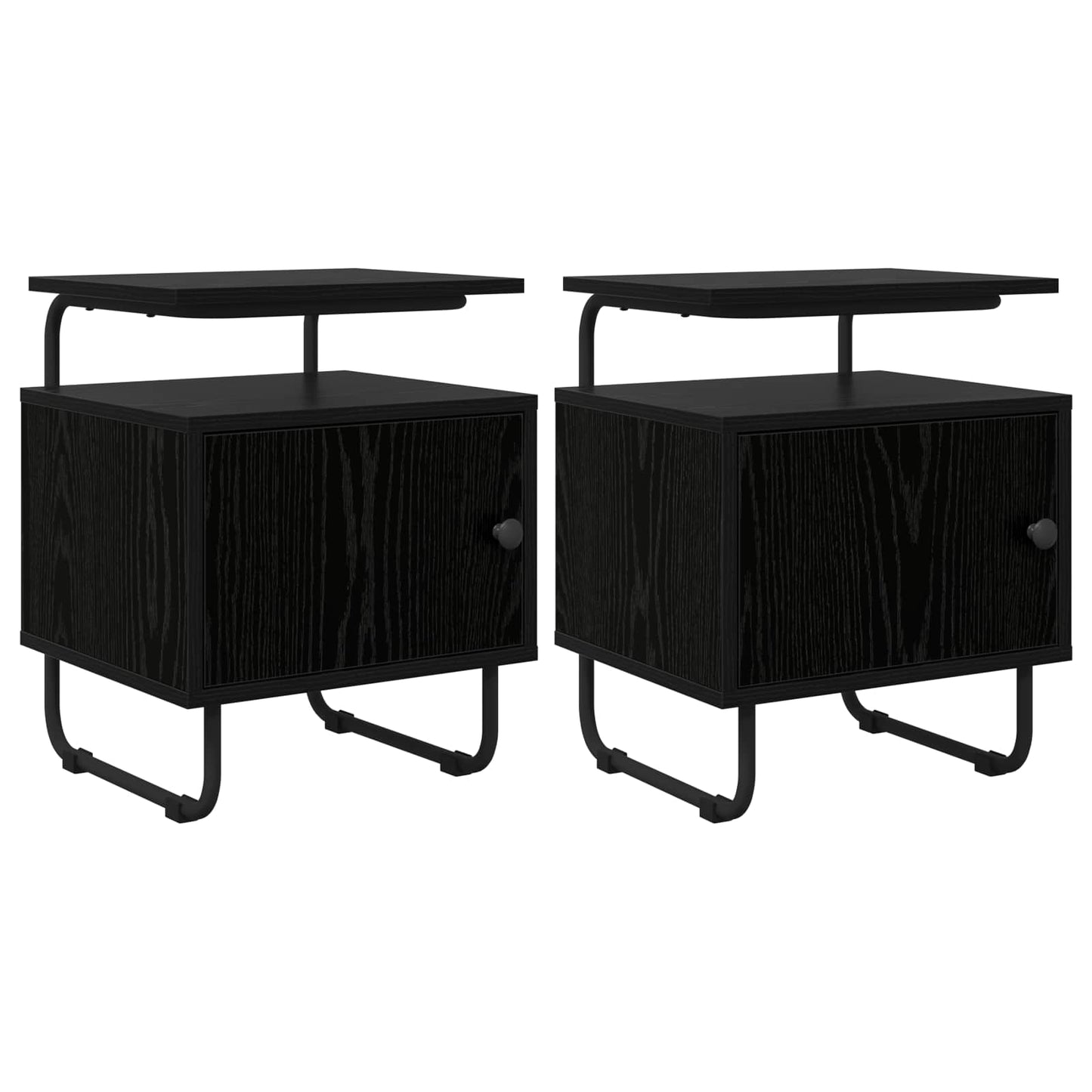vidaXL Bedside Cabinet 2 pcs Black Oak 40 x 36.5 x 50 cm