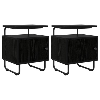 vidaXL Bedside Cabinet 2 pcs Black Oak 40 x 36.5 x 50 cm