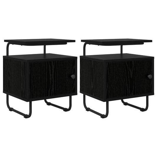 vidaXL Bedside Cabinet 2 pcs Black Oak 40 x 36.5 x 50 cm