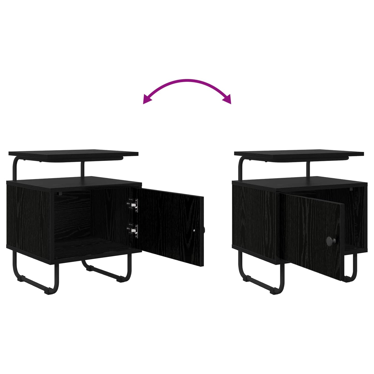 vidaXL Bedside Cabinet 2 pcs Black Oak 40 x 36.5 x 50 cm