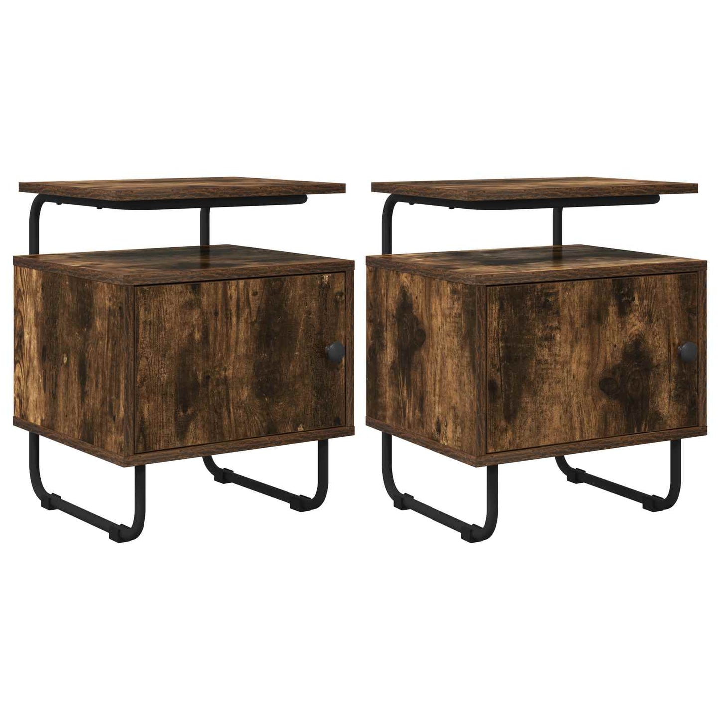 vidaXL Bedside Cabinet 2 pcs Smoked Oak 40 x 36.5 x 50 cm