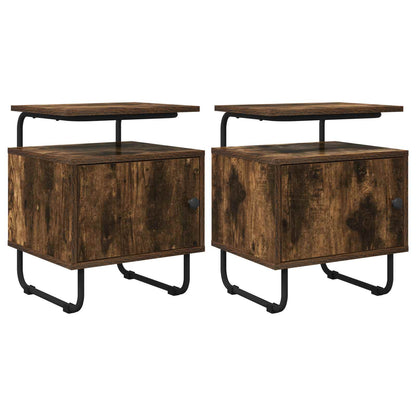 vidaXL Bedside Cabinet 2 pcs Smoked Oak 40 x 36.5 x 50 cm