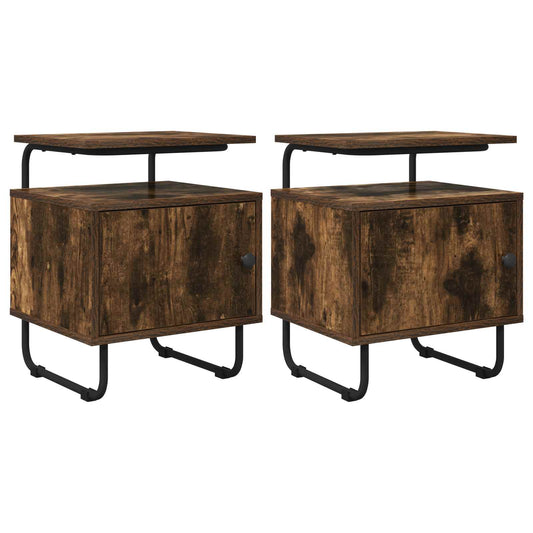 vidaXL Bedside Cabinet 2 pcs Smoked Oak 40 x 36.5 x 50 cm