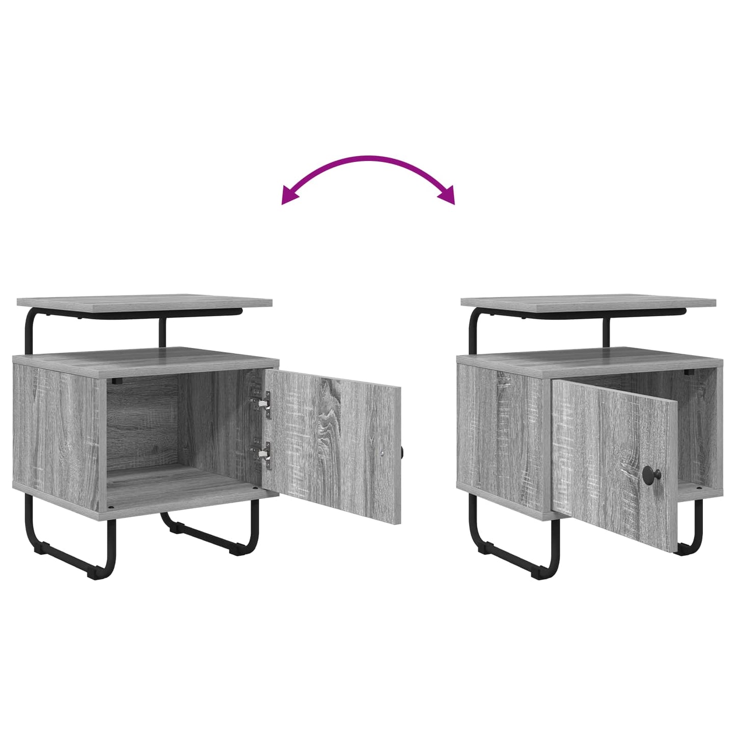 vidaXL Bedside Cabinet Grey Sonoma 40 x 36.5 x 50 cm Engineered Wood