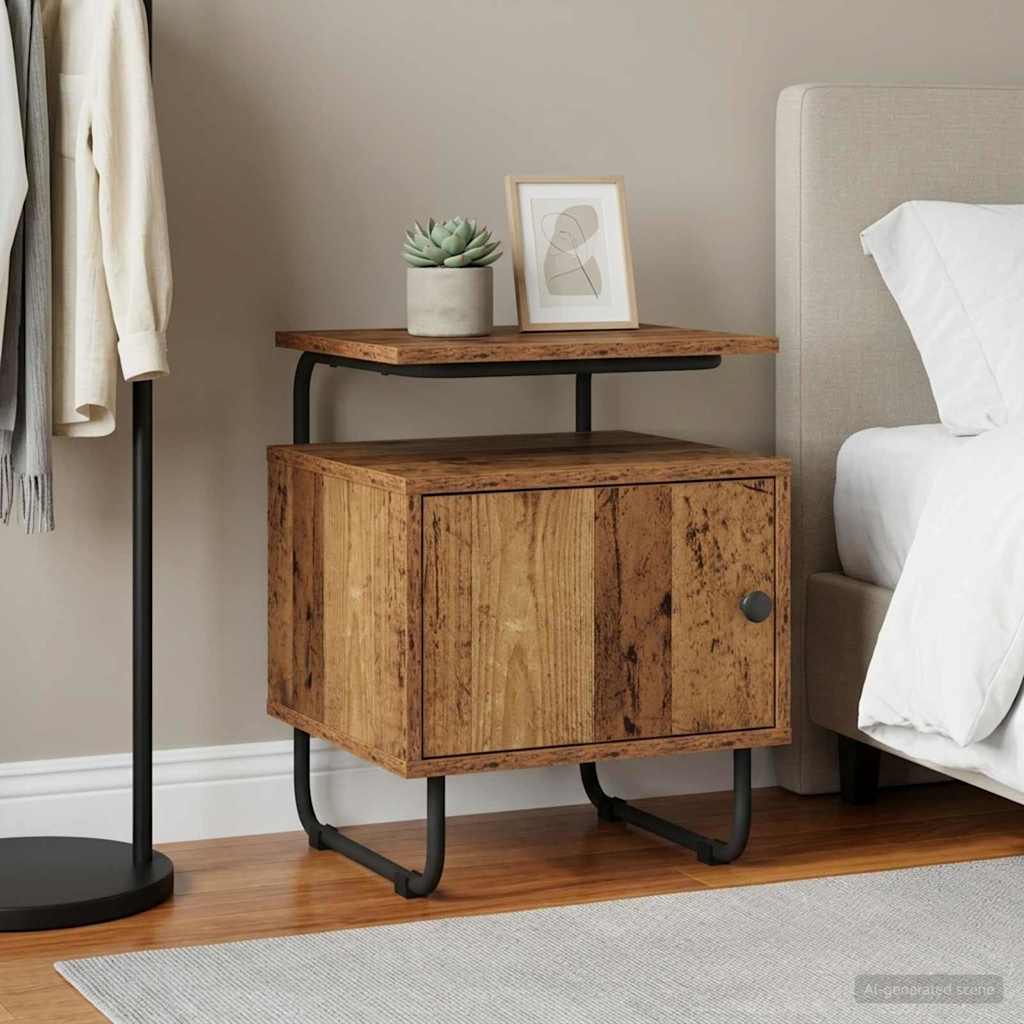 vidaXL Bedside Cabinet Old Wood 40 x 36.5 x 50 cm Engineered Wood