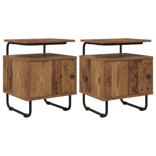 vidaXL Bedside Cabinet 2 pcs Old Wood 40 x 36.5 x 50 cm