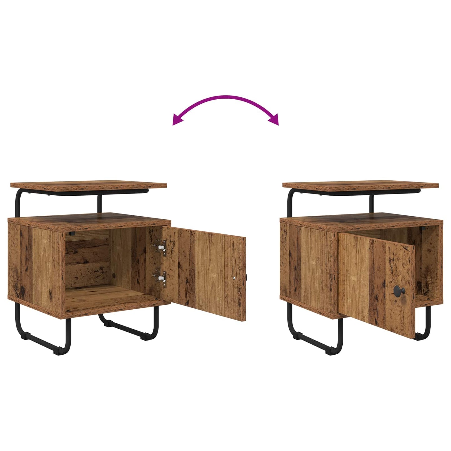 vidaXL Bedside Cabinet 2 pcs Old Wood 40 x 36.5 x 50 cm