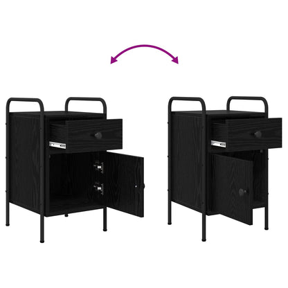 vidaXL Bedside Cabinet Black Oak 35 x 36.5 x 61 cm Engineered Wood