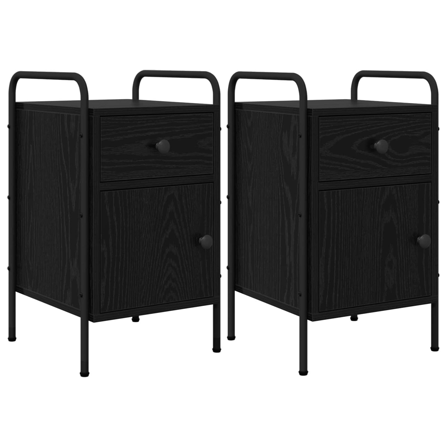 vidaXL Bedside Cabinet 2 pcs Black Oak 35 x 36.5 x 61 cm
