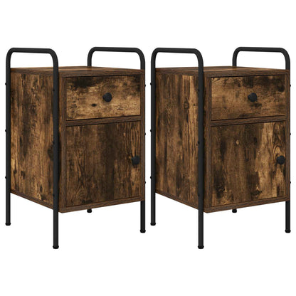 vidaXL Bedside Cabinet 2 pcs Smoked Oak 35 x 36.5 x 61 cm