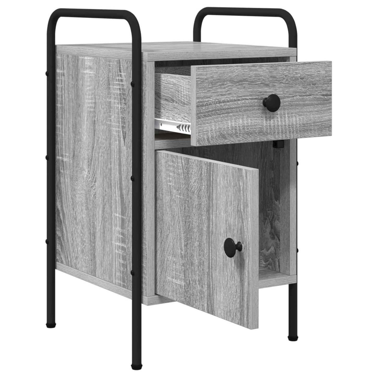vidaXL Bedside Cabinet Grey Sonoma 35 x 36.5 x 61 cm Engineered Wood